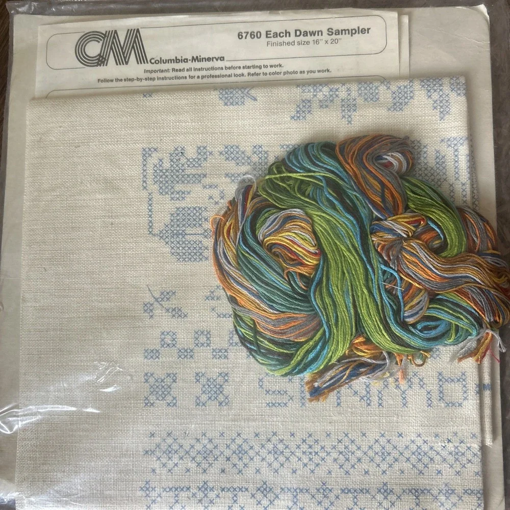 Vintage Stamped Cross Stitch Kit Sampler Early Morning Dawn NEW SEALED 6760 USA